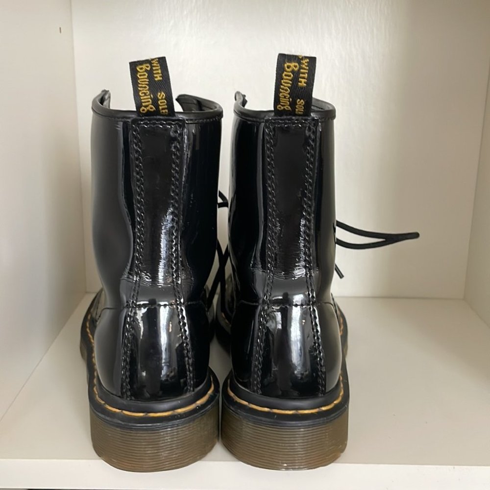 Dr. Martens 1460 Patent Leather Lace Up Combat Boots in Black - Picture 3 of 10